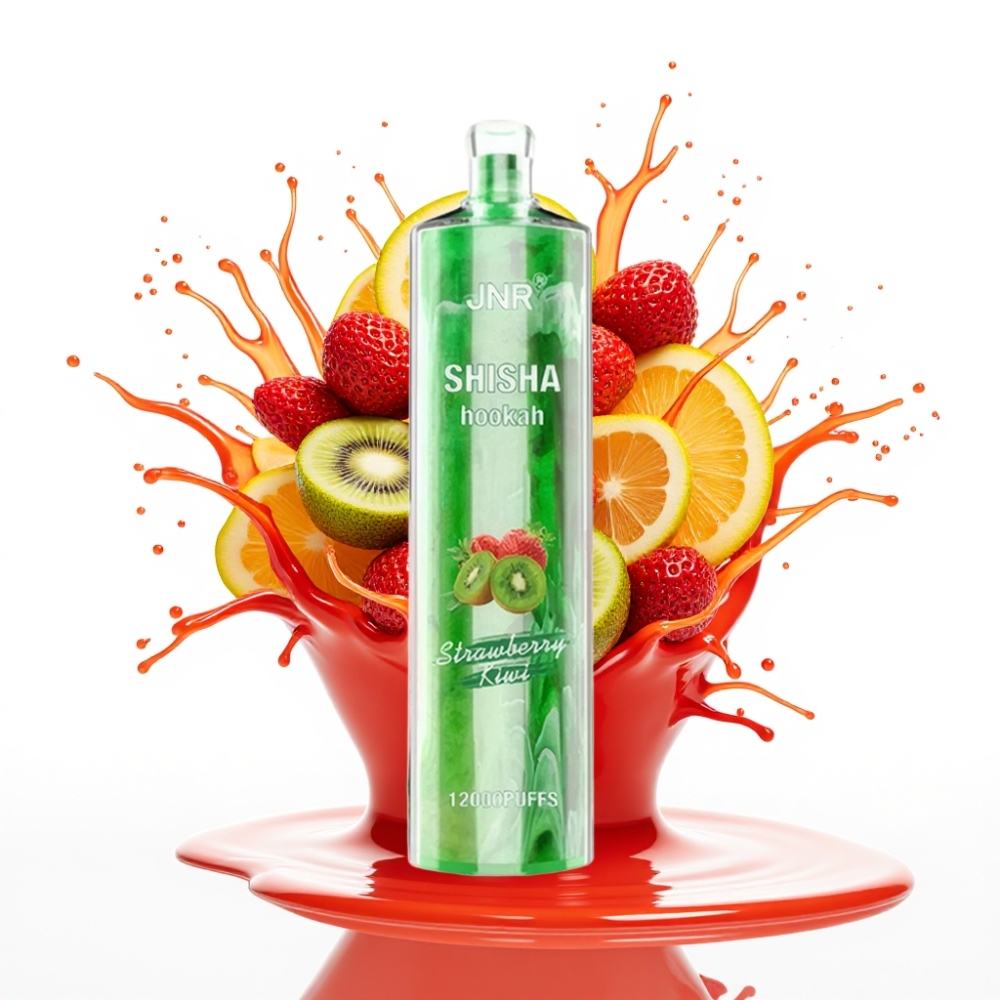 JNR Shisha Hookah 12000 Puffs Disposable Vape Zemeņu Kivi, 12000 Puffs, 750mAh, 24ml, 0.6 Ohm