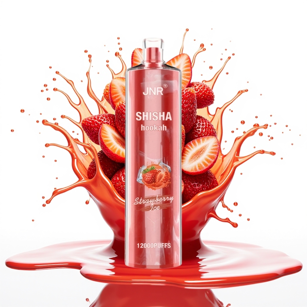 JNR Shisha Hookah 12000 Puffs Disposable Vape Zemenes Ledus 12000 Puffs, 750mAh, 24ml