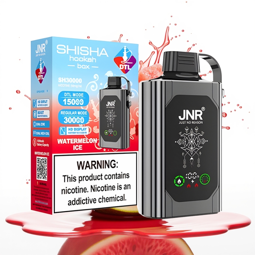 JNR Shisha Hookah Box 20500 Puffs Disposable Vape Arbūzu Ledus, HD displejs, 25ml, Type-C