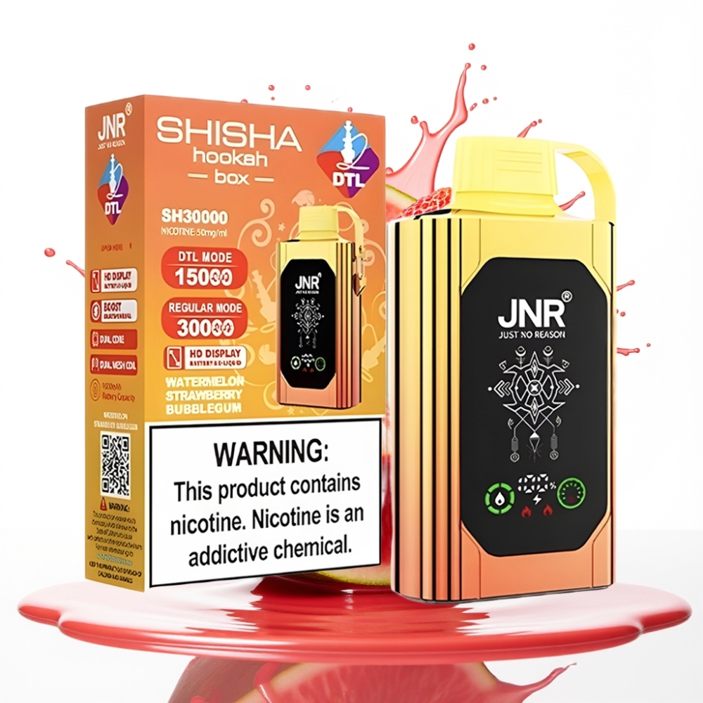 JNR Shisha Hookah Box 20500 Puffs Disposable Vape Arbūzu Zemeņu Bubblegum, 25ml, 1000mAh, Type-C
