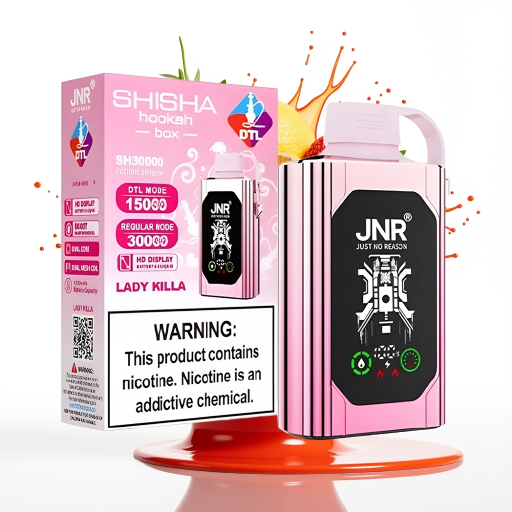 JNR Shisha Hookah Box 20500 Puffs Disposable Vape Lady Killa, 25ml, Dual Mesh Coil, Type-C