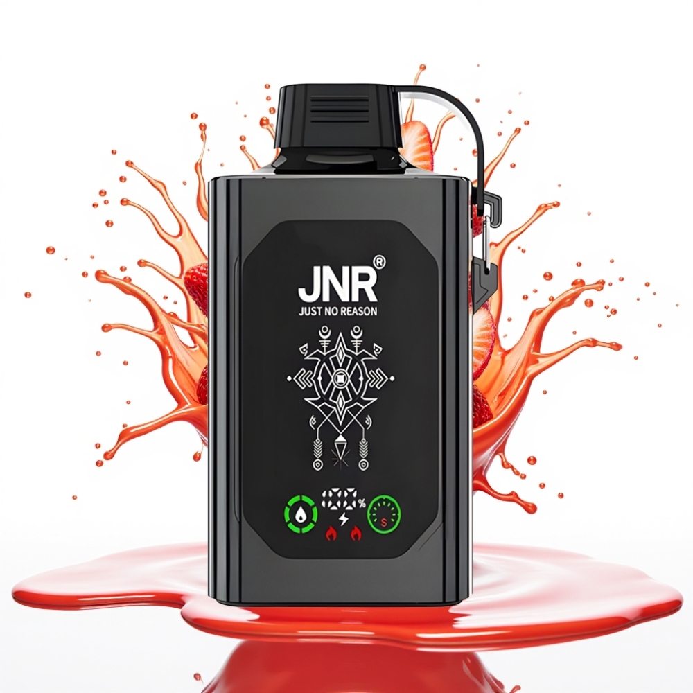 JNR Shisha Hookah Box 20500 Puffs Disposable Vape Zemeņu Ledus, HD Displejs, 25ml, Type-C Uzlāde