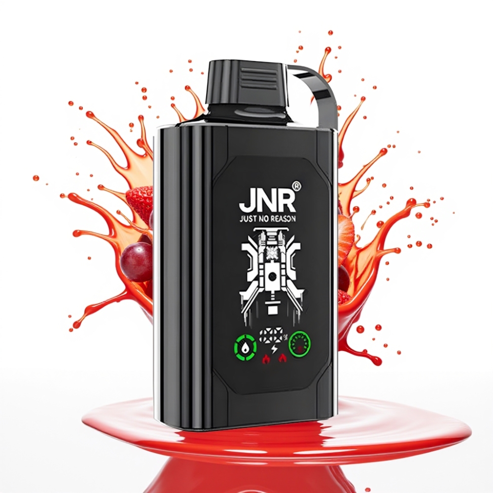 JNR Shisha Hookah Box 20500 Puffs Disposable Vape Zemeņu Vīnogu, HD Displejs, 25ml, Type-C Uzlāde