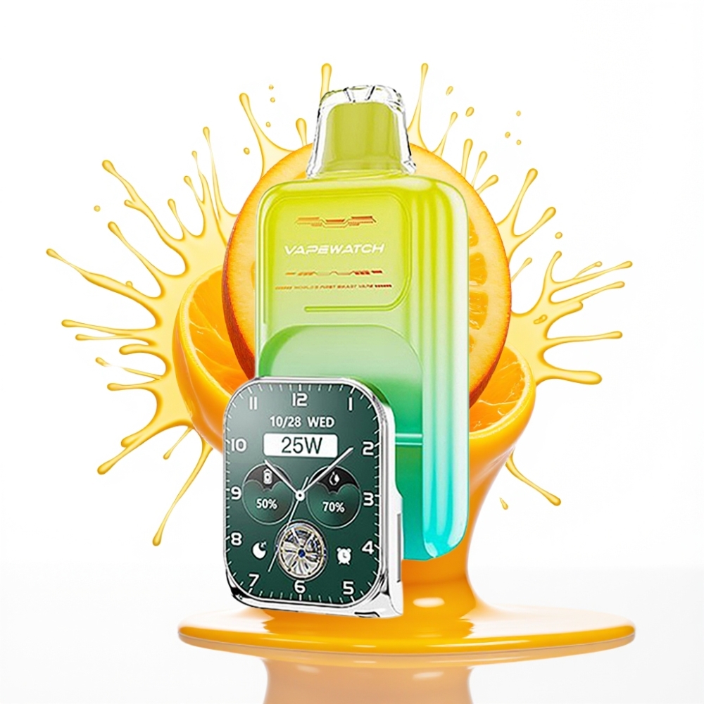 JNR VapeWatch 30000 Puffs Disposable Vape Apelsīns Mango – 30 000 pufi, 1000mAh baterija, 19mL e-šķidrums, 5% nikotīns, Type-C uzlāde