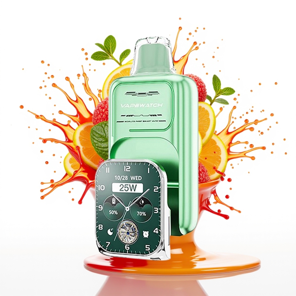 JNR VapeWatch 30000 Puffs Disposable Vape Maiļu Mētra – 30 000 puffs, 1000mAh, 19mL, 5% nikotīna