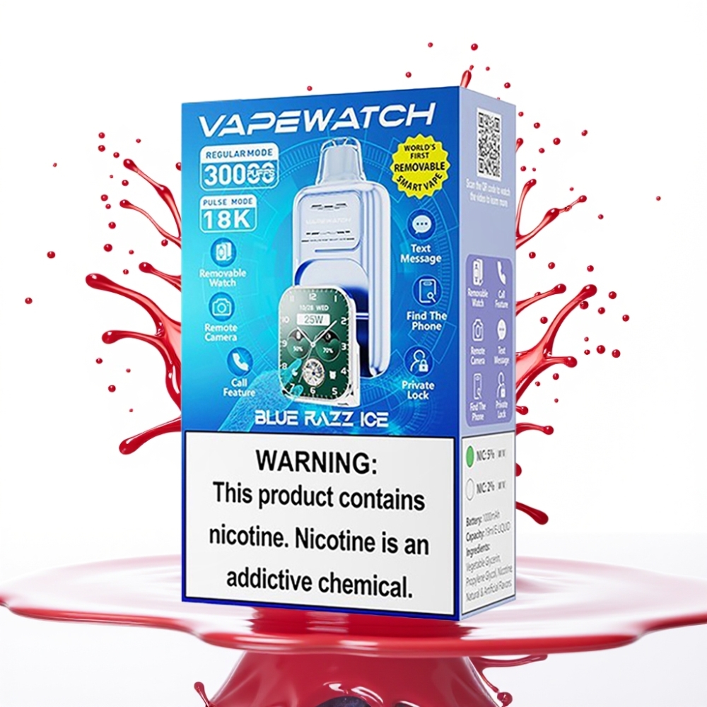JNR VapeWatch 30000 Puffs Disposable Vape Zilā Aveņu Ledus – 30 000 pufi, 1000mAh, 19mL, 5% nikotīns