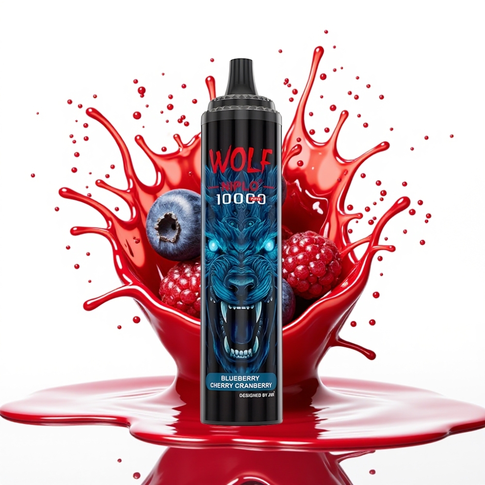 JNR Wolf Niplo 10000 Puffs Disposable Vape Zilene Ķirše Dzērvene – 10000 Puffs, 20ml, Type-C