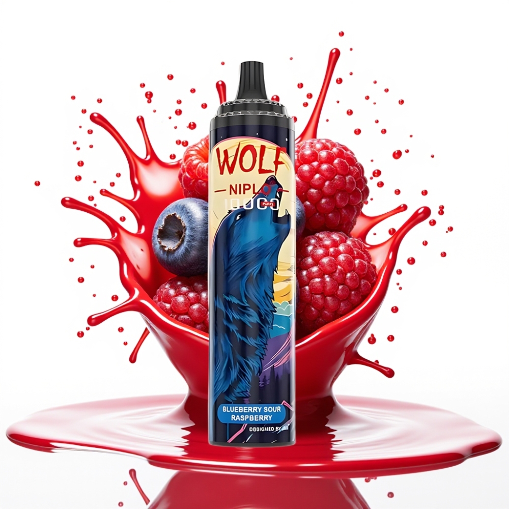 JNR Wolf Niplo 10000 Puffs Vienreizējais Ierīks – Zilenes Skābā Aveņu Garša, 20ml, 1.0 Ohm, Type-C