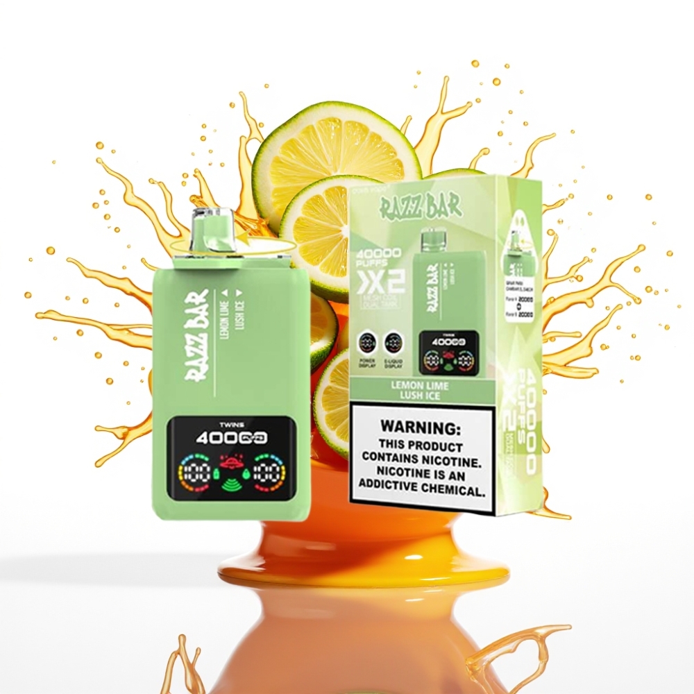 Razz Bar 40000 Puffs Disposable Vape CITRONU LAIPA & SALDĀ LEDUS, Power Screen Display, 1.0Ω×2 Mesh Coil, Type-C Port