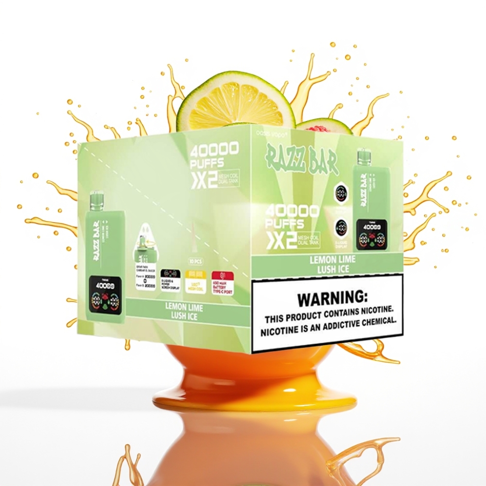 Razz Bar 40000 Puffs Disposable Vape CITRONU LAIPA & SALDĀ LEDUS, Power Screen Display, 1.0Ω×2 Mesh Coil, Type-C Port