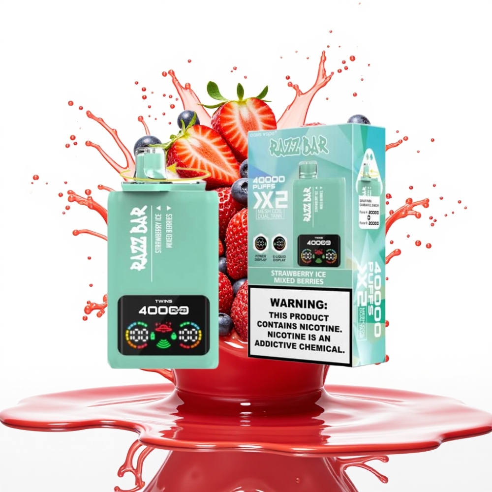Razz Bar 40000 Puffs Disposable Vape ZEMENEŅU LEDUS & JAUktIE OGULI 1.0Ω×2 Mesh Coil, 650mAh Battery, Type-C