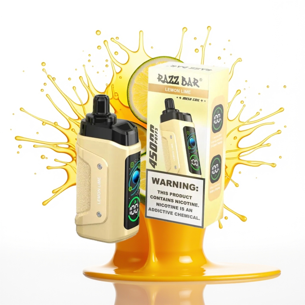 Razz Bar 45000 Puffs Disposable Vape Citrons Laišņu, 45000 Puffs, 1.0 Ohm, Adjustable Airflow, Type-C