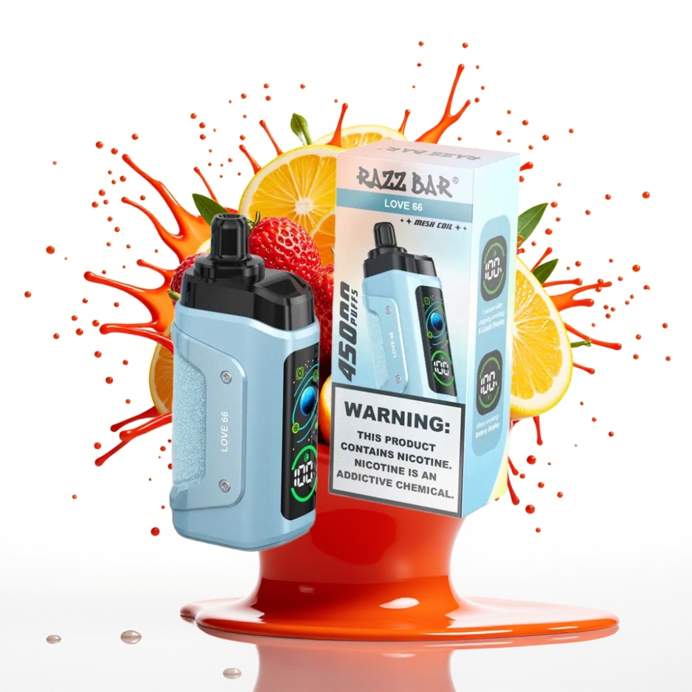 Razz Bar 45000 Puffs Disposable Vape Mīlestība 66 – 45000 Pūti, 1.0 Ohm, Regulējams Gaisa Plūsmas, Type-C Uzlāde