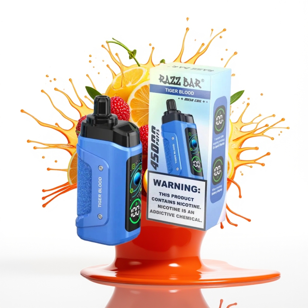 Razz Bar 45000 Puffs Disposable Vape Tīģera Asinis – 45000 Puffs, 1.0 Ohm, Adjustable Airflow, Type-C