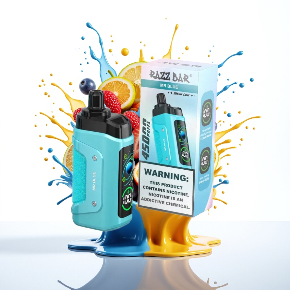 Razz Bar 45000 Puffs Disposable Vape Zilais 1.0 Ohm, Adjustable Airflow, Type-C