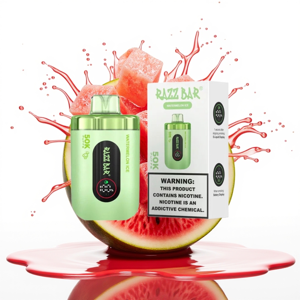Razz Bar 50K Puffs Disposable Vape Arbūzu Ledus – 50000 Puffs, 1.0 Ohm, 650 mAh, Type-C