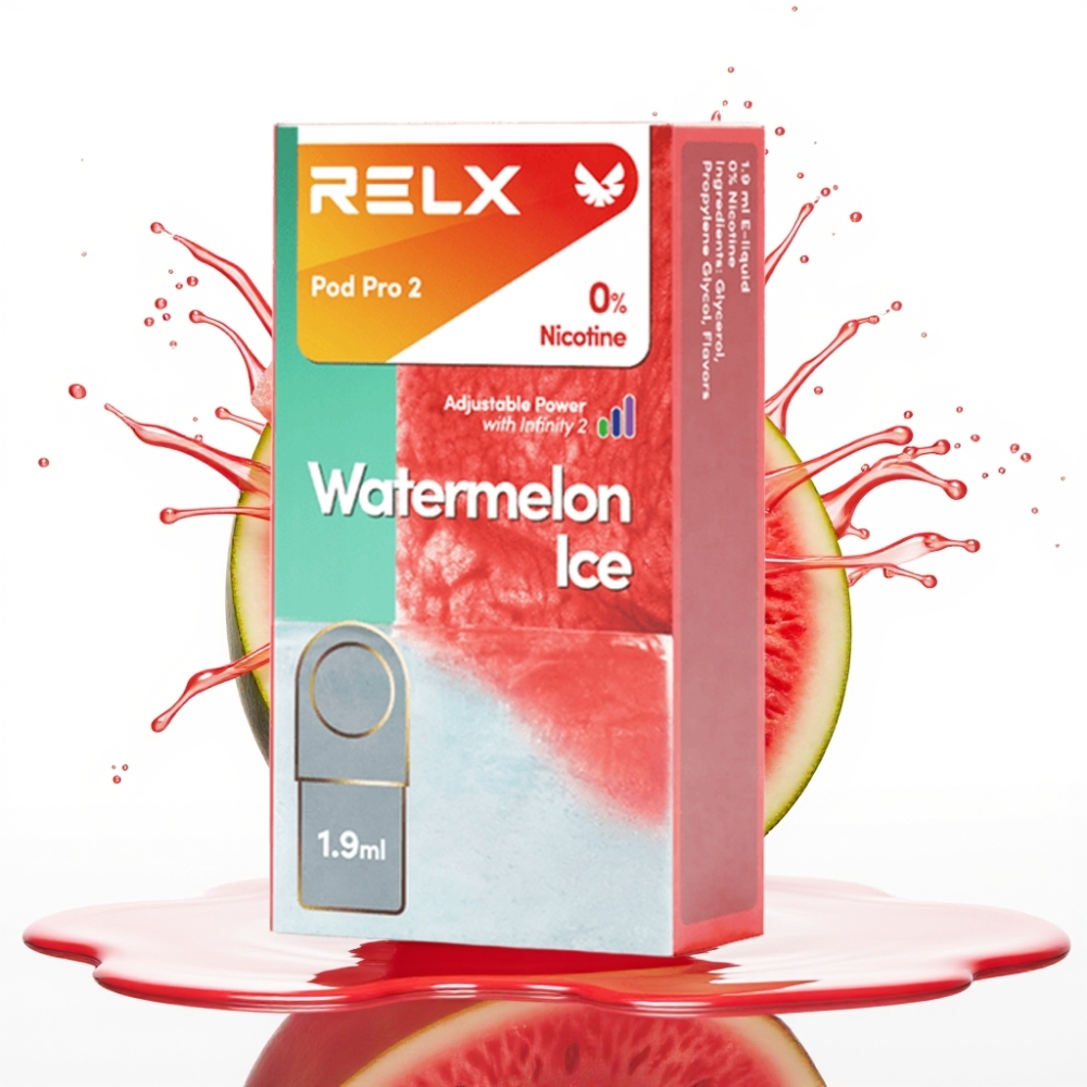 RELX Pod Pro 2 – bez nikotīna, 600 pufi, 1,9ml, Arbūzu ledus 0% nikotīna