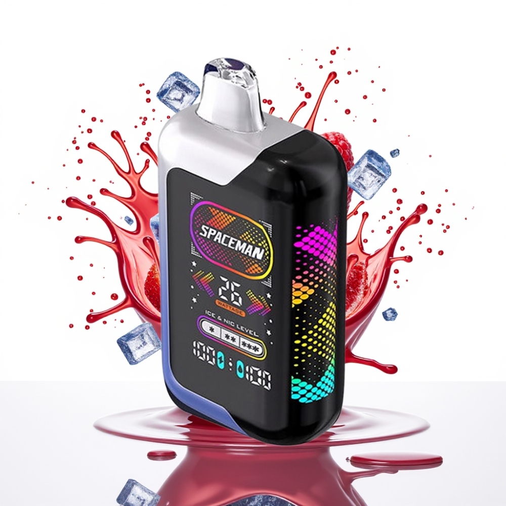 Spaceman SP40000 Zero Nikotīna Disposable – 20ml, 1000mAh, 40000 piepildījumi, 4 jaudas režīmi, Zilā Aveņu Ledus