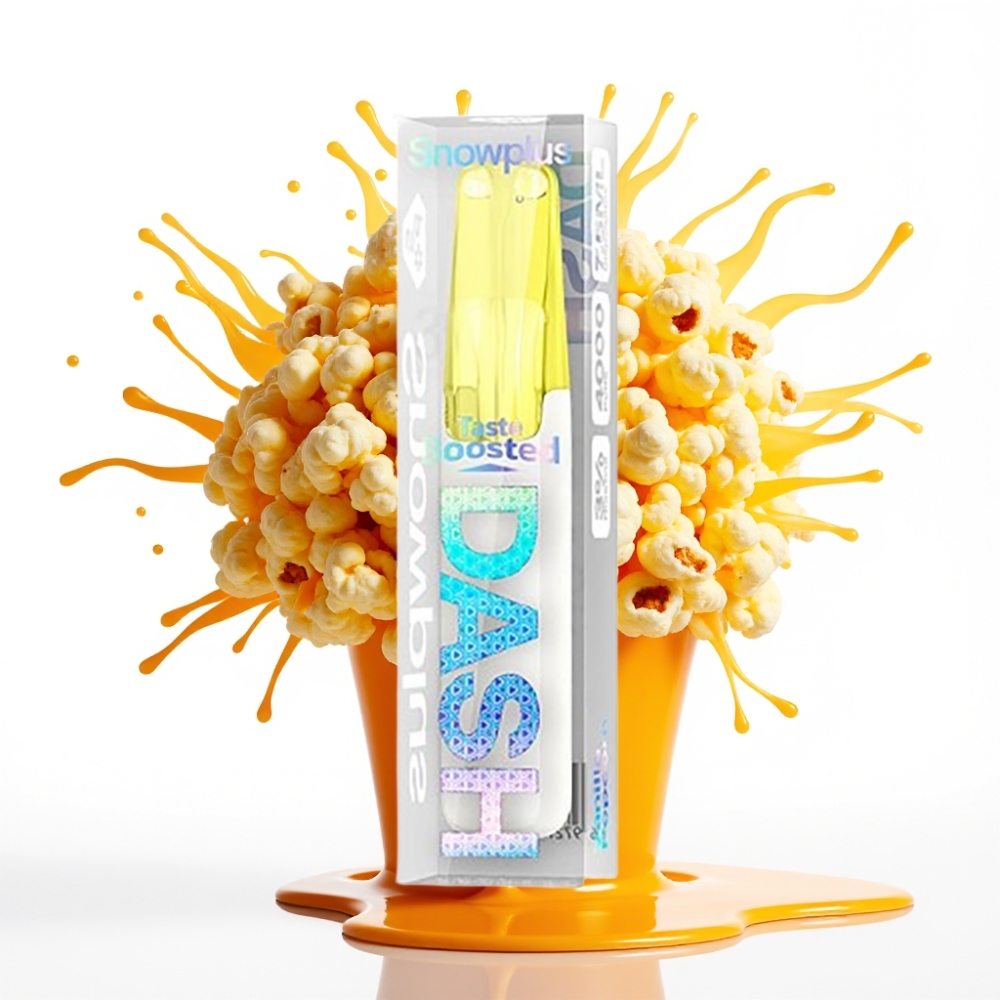 Snowplus Dash 4000 Puffs Disposable Device Vanilles Popkorns – Keramikas atomizētājs, 530 mAh, 7.5 ml